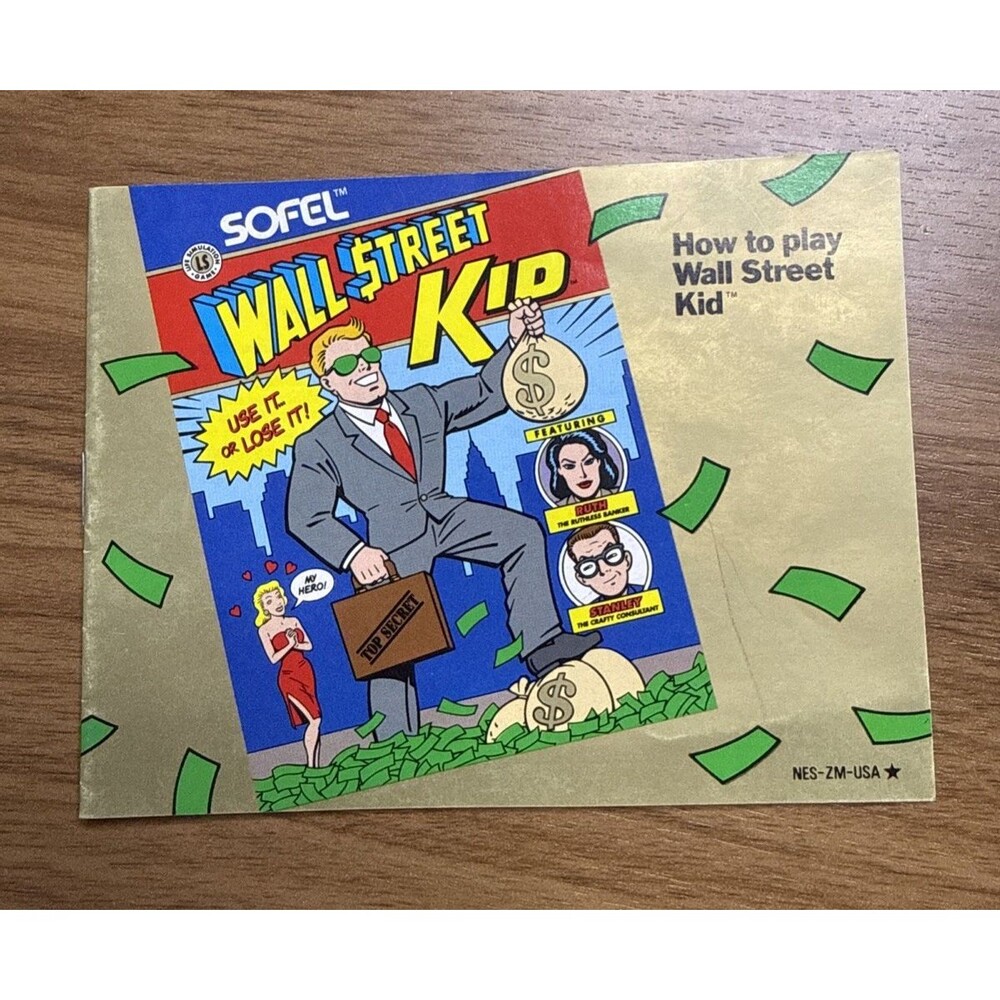 Wall Street Kid Nintendo NES Instruction Manual Only Original 1990 Vintage